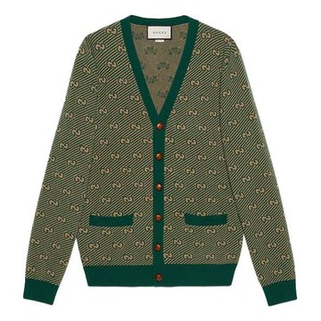 Gucci GG Striped Wool Cardigan For Men Green