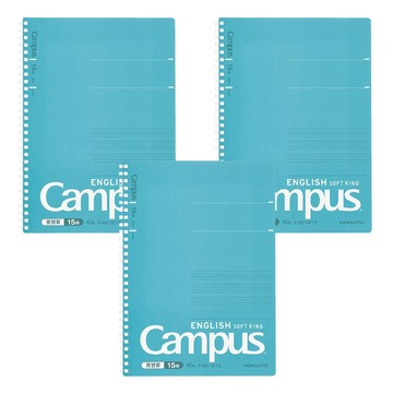 KOKUYO 國譽 Campus 軟線圈英文練習本 B5 15行  綠色  3本