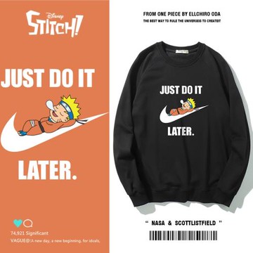 動漫卡通鳴人聯名款圓領衛衣男春秋款加絨潮ins春季無帽寬松潮牌