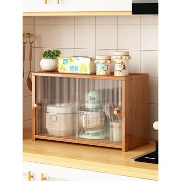 家用廚房小型多功能置物架桌面帶門防塵收納神器調料品碗碟收納柜