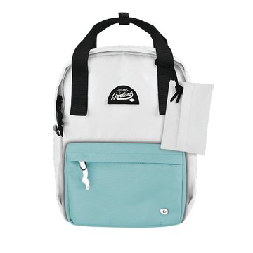 Grinstant混搭可拆組式13吋後背包 - 黑白系列 (白色配淺藍色)