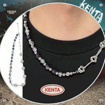 【質感保證】淡銀拼接項鏈 男生項鍊 中性飾品項鍊 串珠項鍊 簡約飾品 潮流街頭飾品 KENTA