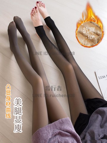 一體無縫透膚褲秋冬季假透肉打底褲外穿加絨加厚連褲襪【步行者戶外生活館】