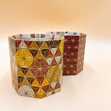 【箱根寄木細工】日本工藝品 八角形筆筒 收納筒