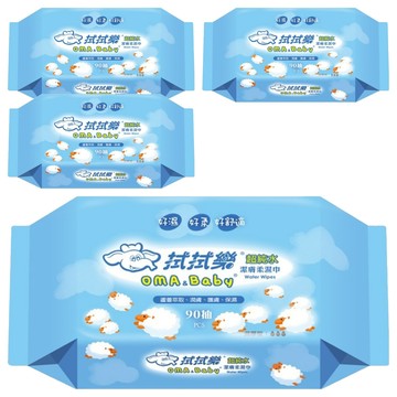 拭拭樂 超純水潔膚柔濕巾 蘆薈萃取 潤膚護膚 舒敏保濕  90張  4包