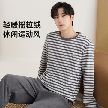 頂瓜瓜頂呱呱睡衣男長袖秋季家居服套裝可外穿休閑套頭搖粒絨中厚