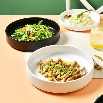 創意個性雪花釉陶瓷菜盤子家用圓形湯盤簡約日式磨砂黑白餐盤餐具