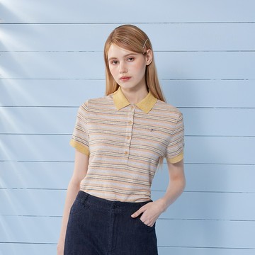 e.有機草木染棉麻橫紋POLO衫(3色)