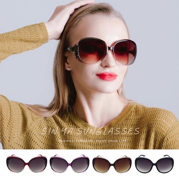 【SINYA】抗UV太陽眼鏡 淑女大框鑲鑽簡約墨鏡 共四色 大框顯小臉 台灣製 防爆鏡片 N919