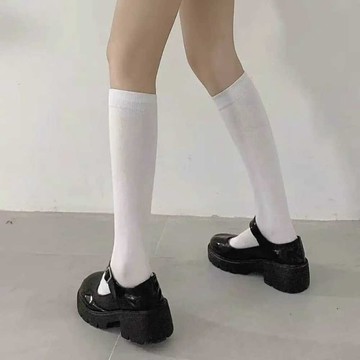 【高品質 超低價】襪子女日係學院風JK小腿襪複古長筒襪純色顯瘦壓力襪G004