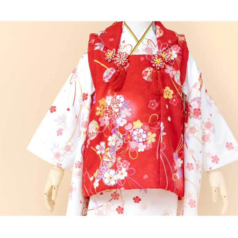 七五三 3歳 女の子 赤 桜 7点セット 着物 被布 長襦袢 足袋 草履 巾着 七五三 3歳 女の子 赤 桜 7点セット 着物 被布 長襦袢 足袋 草履 巾着