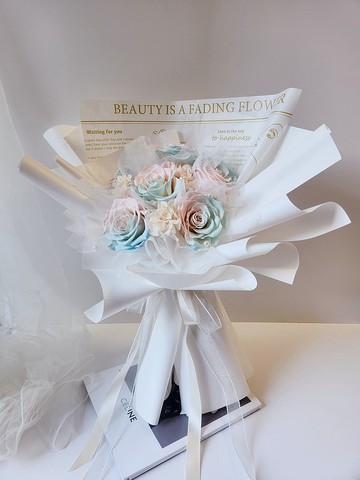 永生厄瓜多玫瑰花束 永生花花束 情人節花束 求婚花束 雙色玫瑰