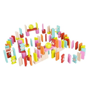 Classic WORLD 客來喜 熊熊熊多米諾骨牌 108塊積木玩具組 兒童益智玩具  1組  Multicolor