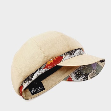 【HiGh MaLi】報童帽/寬帽沿/米色+浮世繪#禮物#男友#古着#父親節