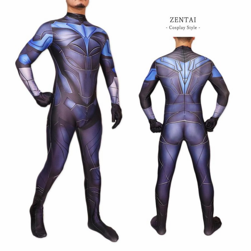 Zentai ブルー ファスナー付き 全身タイツ 青 ボディースーツ コスプレ ヒーロー 全タイ 大人用 仮装 コスチューム 衣装 cosplay  ハロウィン GT-LINE | LINEブランドカタログ