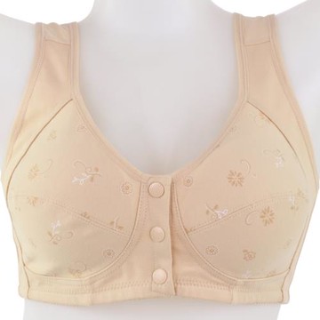 媽媽前扣全罩杯胸罩薄款中老年純棉背心式無鋼圈文胸大號哺乳內衣