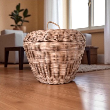 蘋果造型編織籃。玩具收納。兒童房裝飾。裝飾性蘋果籃