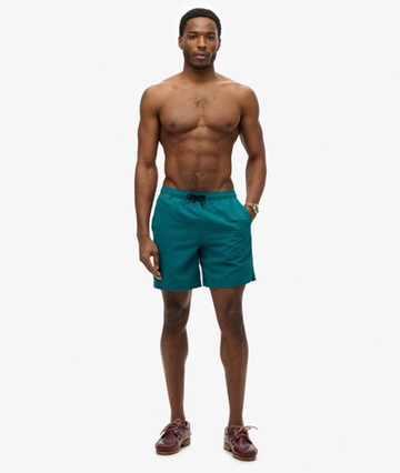Superdry Men's Premium Embroidered 17-inch Swim Shorts Green Size: S