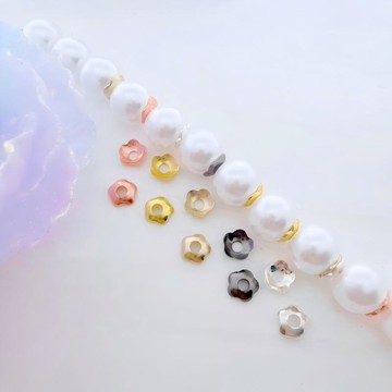 ASS0088【單色滿100件送30件】DIY手鍊項鍊配件隔片 14K包金色保色 小梅花花托光身花托隔片薄金