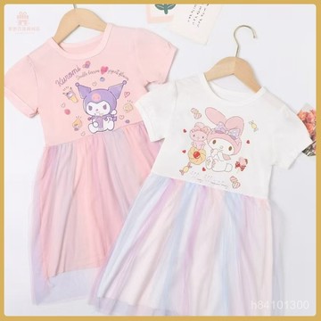 爆款熱推💖全臺免運 女童時髦裙子洋氣連衣裙夏裝兒童庫洛米公主裙女寶寶美樂蒂衣服薄 RRPJ