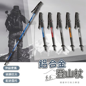 【24H台灣現貨秒出】登山杖鋁合金 可伸縮登山杖 彈簧減震 EVA排汗手把 直柄登山杖 登山用品 老人拐杖 手杖 拐杖
