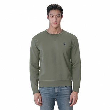 Polo Ralph Lauren RL 熱銷刺繡小馬針織大學T恤-墨綠色(無刷毛)