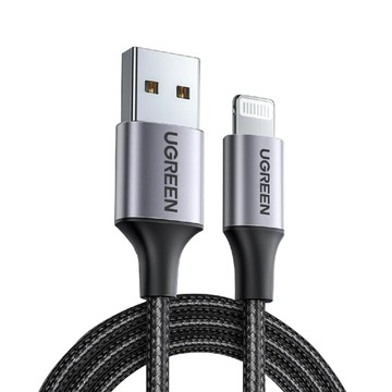 UGREEN 綠聯 iPhone充電線 Lightning對USB連接線 快充 金屬編織版  1m  深空灰  1條