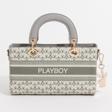 PLAYBOY-Miss bunny系列 大手提包附長背帶-灰色(531-0317-05-6)