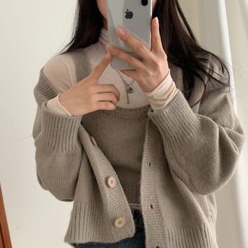 【太妮絲P196】現貨 韓系 針織套裝 甜美 針織背心+針織外套 韓妞必備 慵懶風 短款 秋冬女裝