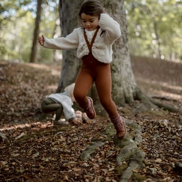 Silly Silas - 復古羅紋吊帶褲 - Cinnamon - 6~12M