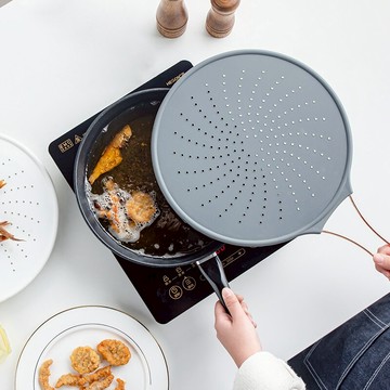 防油濺鍋蓋家用帶把手網罩隔板硅膠防濺網廚房炒菜擋板單蓋鍋配件