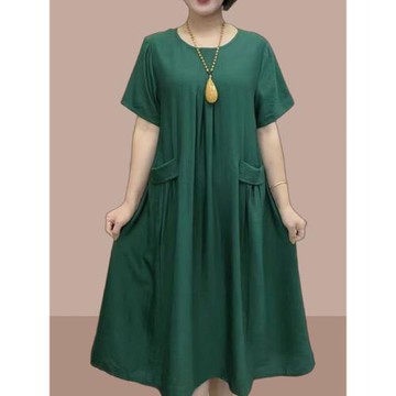 中年媽媽夏裝連衣裙2025新款闊太太裙子大碼女裝套裝遮肚子中長裙