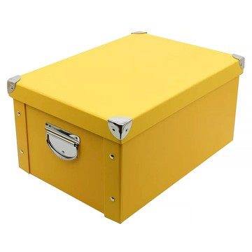 品屋 紙質收納箱 帶提手 防水  中(38 x 27.2 x 17cm)  黃色  1個