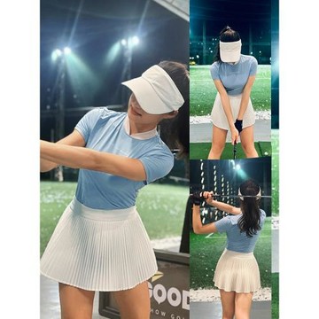 PGM 高爾夫服裝女裝 冰絲防曬上衣T恤百褶短裙子夏季運動套裝