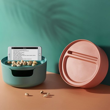 創意雙層家用多功能懶人果盤客廳臥室學生宿舍吃瓜果吐殼可架手機