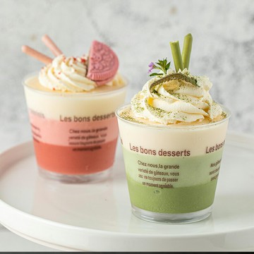 美滌西點慕斯杯 塑料透明創意木糠杯一次性冰淇淋杯子50只入帶蓋