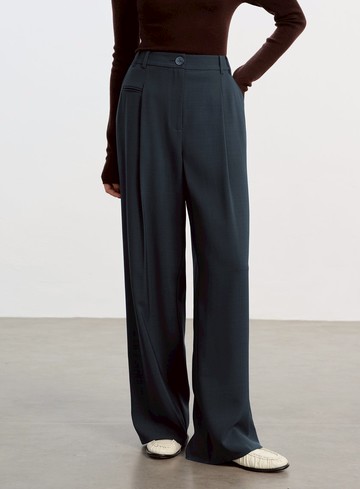 經典麂皮拼接西裝褲