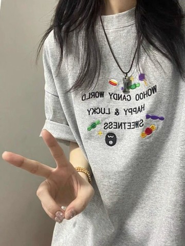 夏季印花字母短袖t恤衫新款青年復古美式上衣