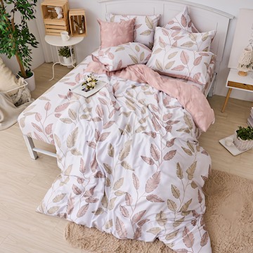 戀家小舖 40支天絲雙人床包兩用被套組 粉藤呢喃  6 x 7尺  床包 + 被套 + 枕套組