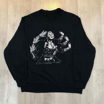 嘻哈美式潮牌千手觀音ins男女長袖復古街頭情侶款圓領衛衣帽衫