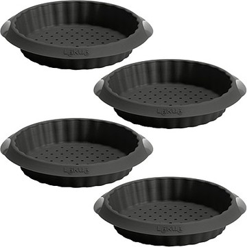 《LEKUE》脆皮派餅烤模4入-黑12cm-- 點心烤模