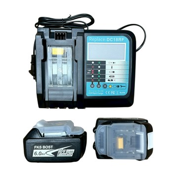 WIN五金 FKS BOST 通用牧田晶片款18V電動工具用 <6.0單顆電池>  非牧田原廠 液晶螢幕充電