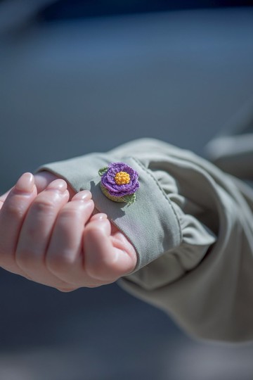 【山茶花】袖釦 鈕釦 裝飾釦 領釦 微鉤 針織 花 手作