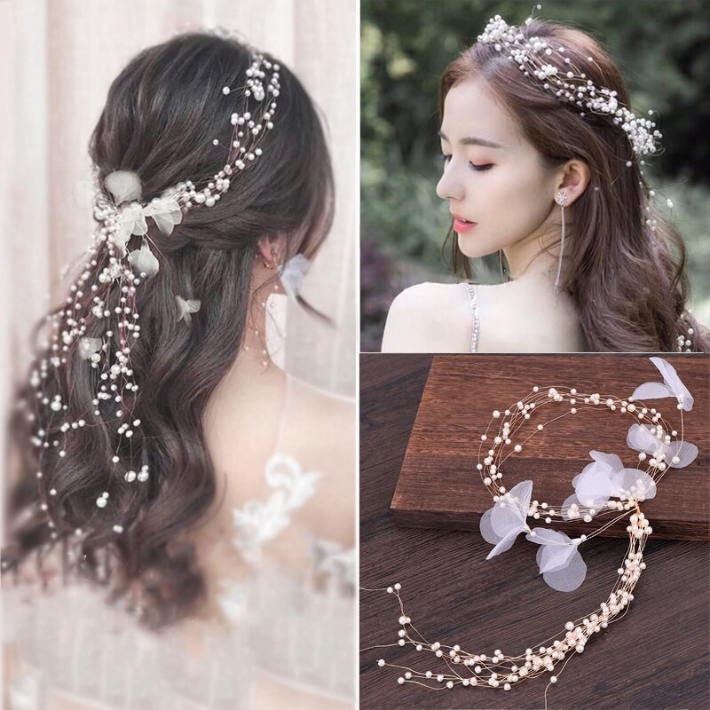 ヘッドドレス ウェディング 髪飾り たれパール | パール 花嫁