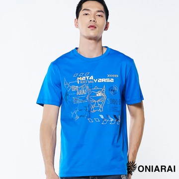 【㊙結帳2件再88折】機械鬼頭印花短TEE(藍) - BLUE WAY  鬼洗い