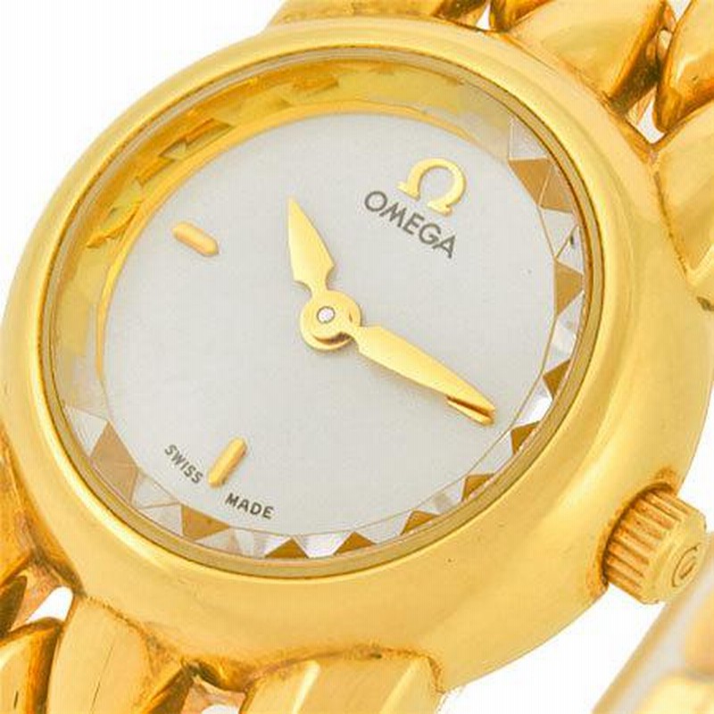 オメガ OMEGA サフェット クォーツ K18YG レディース 時計 白