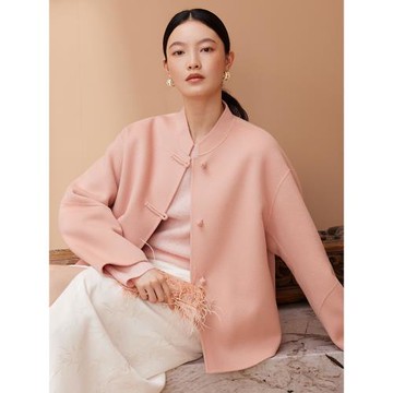 如意連云【意嵐】羊毛羊絨雙面呢外套女新中式國風復古盤扣短大衣