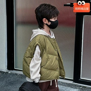 【韓版洋氣】兒童羽絨馬甲 童裝馬甲 寶寶馬甲 冬裝馬甲 男童馬甲 輕薄保暖 防風防潑水 幼兒園日常穿搭 2025冬季新款