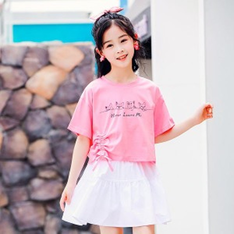 子供服 女の子 夏服 セットアップ 上下セット 半袖 tシャツ スカート 韓国子供服 キッズ ジュニア ベビー服 おしゃれ 可愛い カジュアル  LINEショッピング