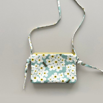 【River】側背雙層包/日本布料/花團/藍